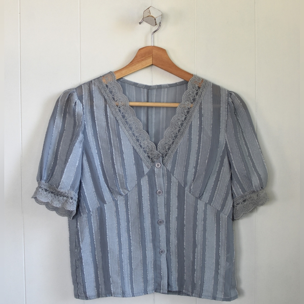 ☆ DAZY Stormy Blue Prairie Blouse